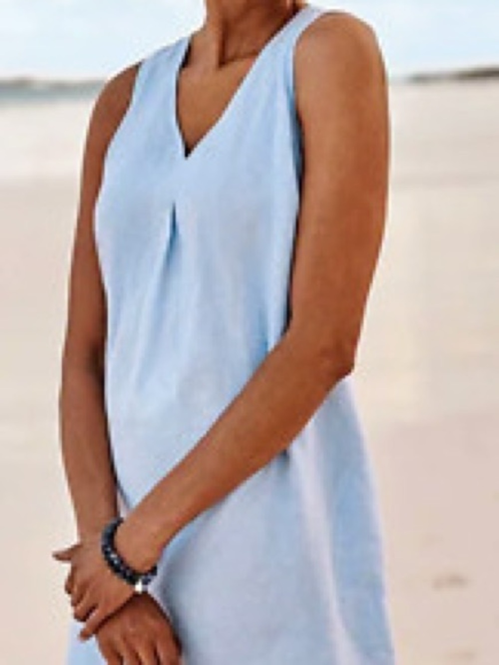 J. Jill Heathered Pale Blue Linen Shift Dress - Picture 6 of 6